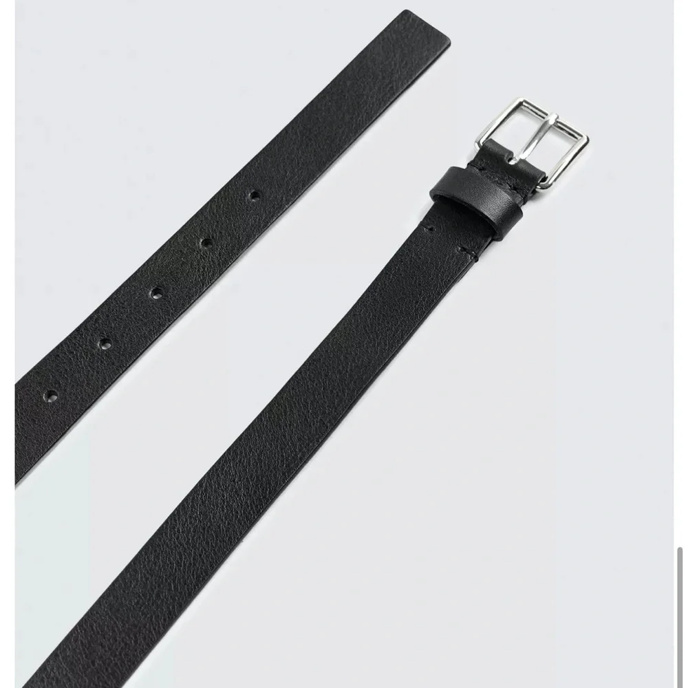 Zara NWT slim leather belt black 5919/326